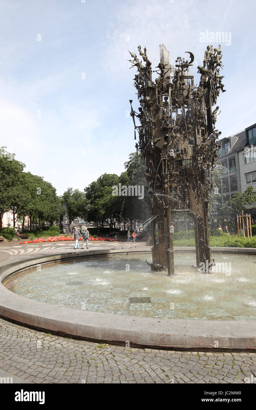 The carnival fountain in Mainz, Germany on Schiller square. Stock Photo