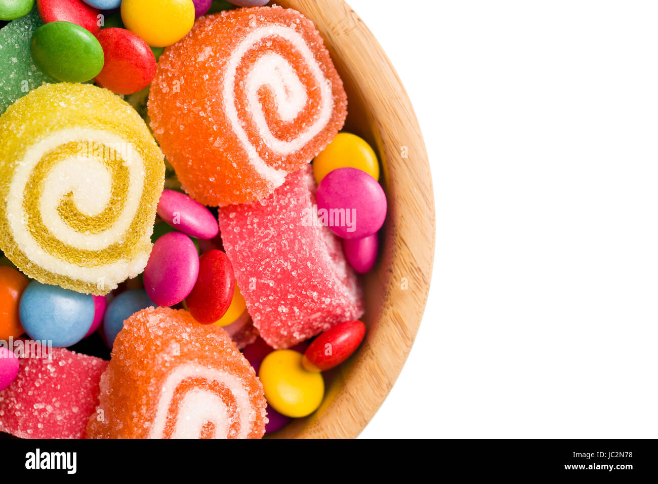 top view of colorful candy on white background Stock Photo - Alamy