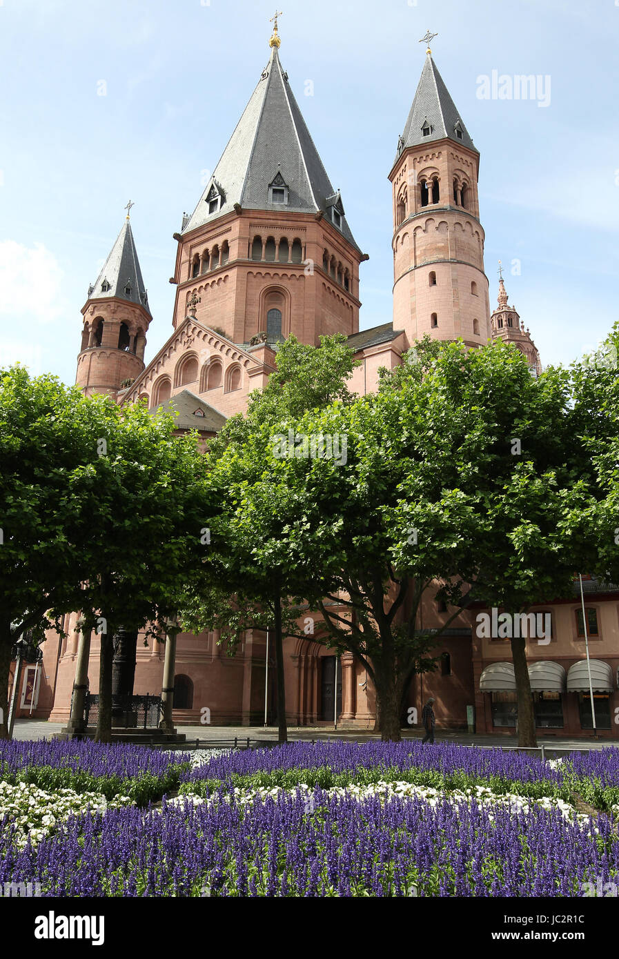 The cathedral in Mainz, Germany . Kaiserdom is a Romanesque imperial cathedral. Stock Photo