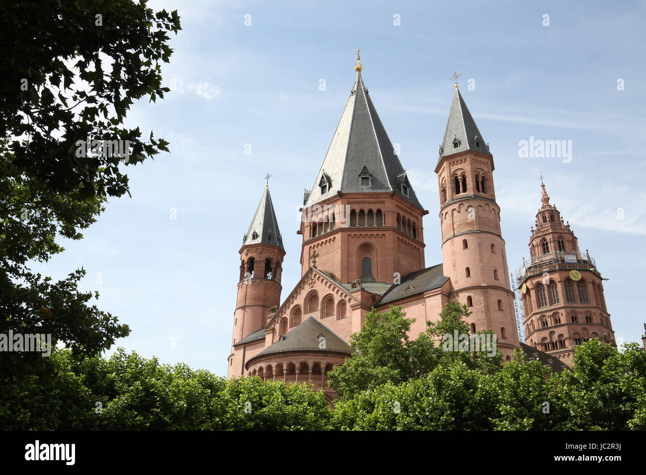 The cathedral in Mainz, Germany . Kaiserdom is a Romanesque imperial cathedral. Stock Photo