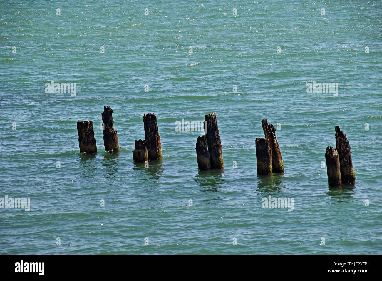 old wooden piers in the baltic sea Stock Photo