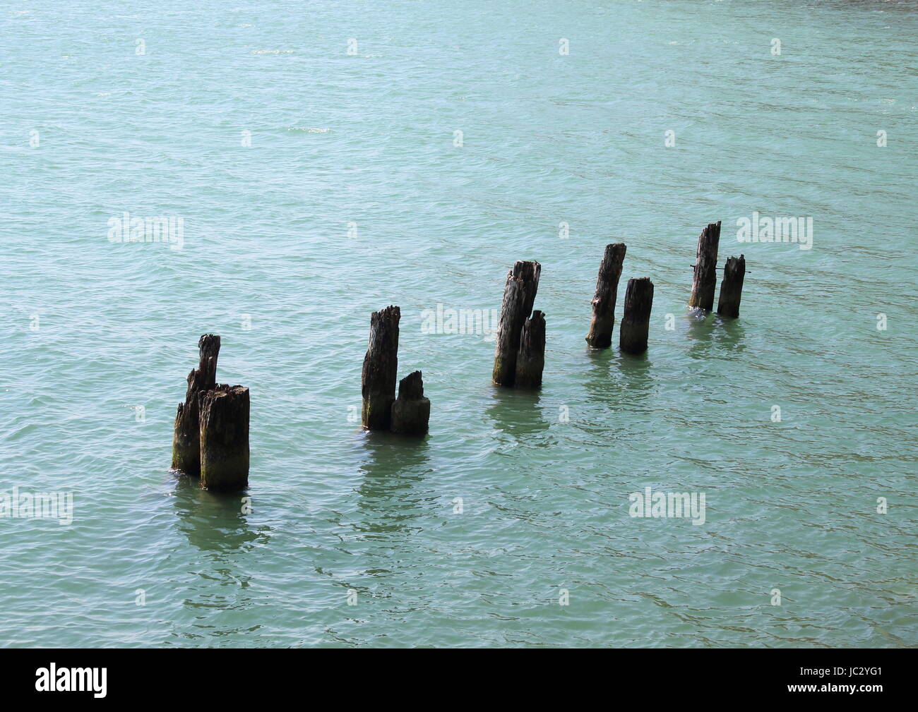 old wooden pier in the baltic sea Stock Photo