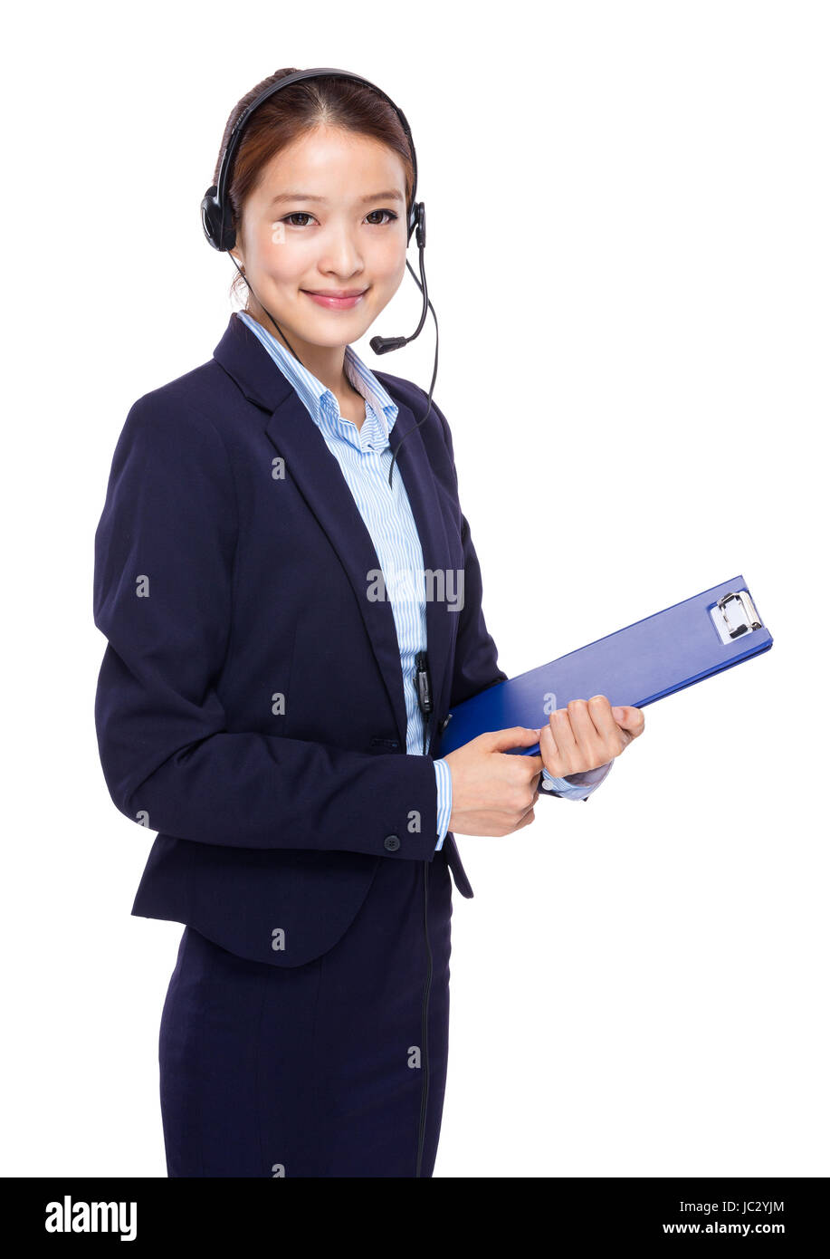 Customer services operator with clipboard Stock Photo Alamy