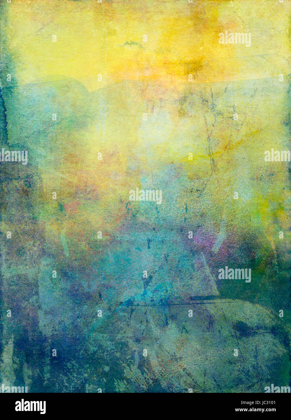 aquarell gouache textur, analoge und digitale mixed media Stock Photo