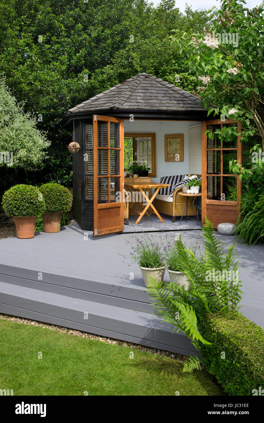summerhouse in english garden Stock Photo Alamy