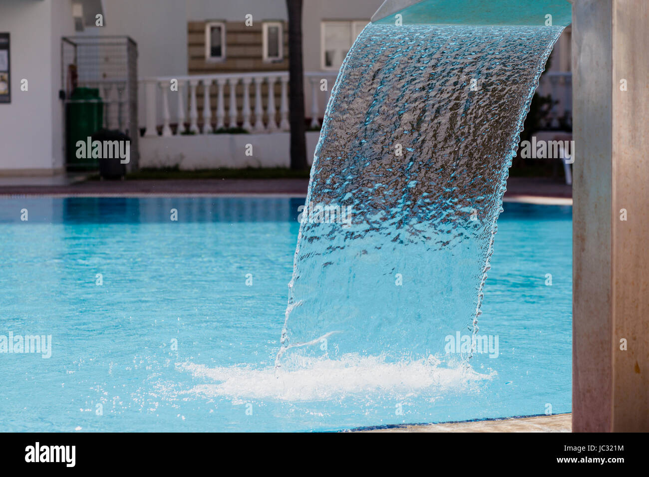 Pool Waterfall Using Jets Waterfall jet and texture of falling water at the background of ...