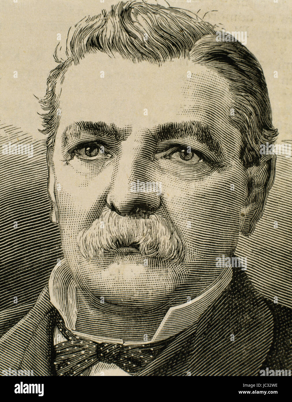 Domingo Santa María Gonzalez (1825-1889). Chilean politician. President of Chile between 1881 and 1886. Portrait. Engraving. Stock Photo