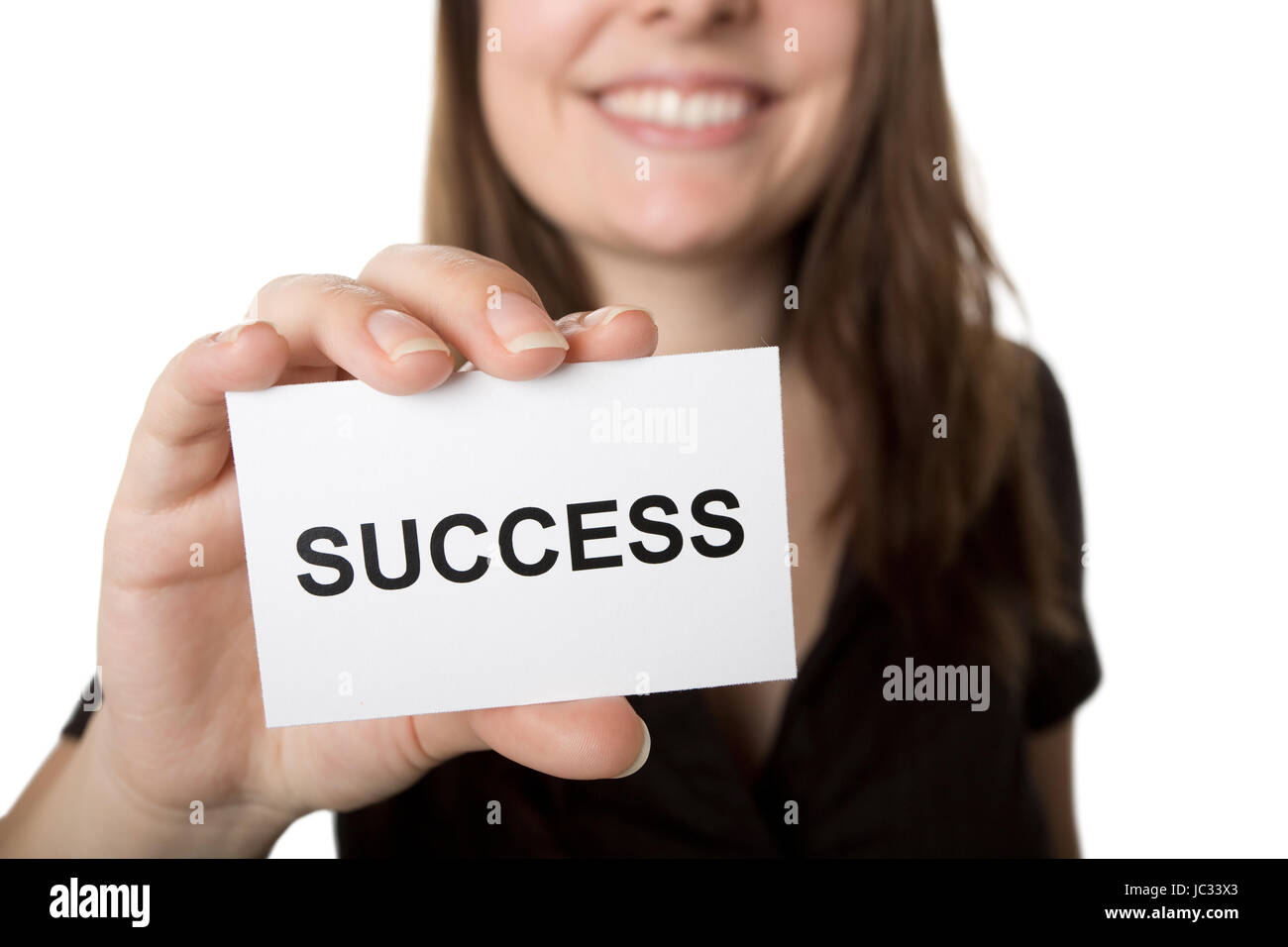 woman with business card Stock Photo