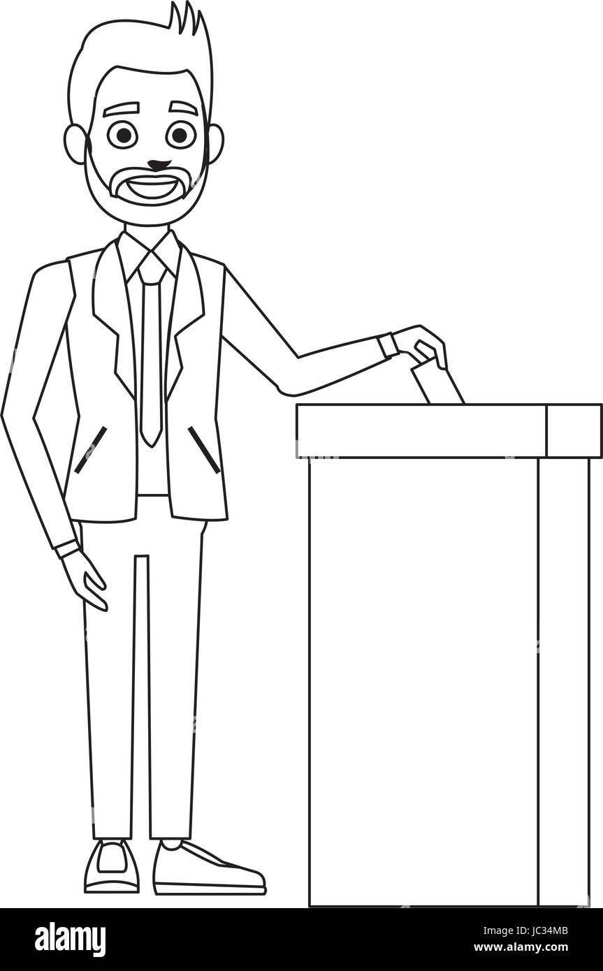 man voting at ballot box democracy concept vector illustration Stock ...