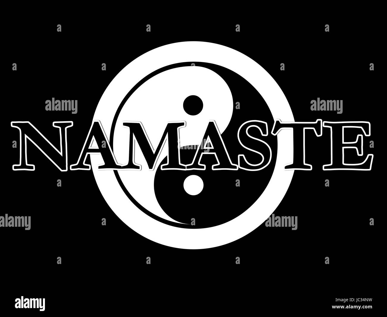 the traditional yin yang symbol in black and white with the word stock photo alamy https www alamy com stock photo the traditional yin yang symbol in black and white with the word namaste 145128421 html