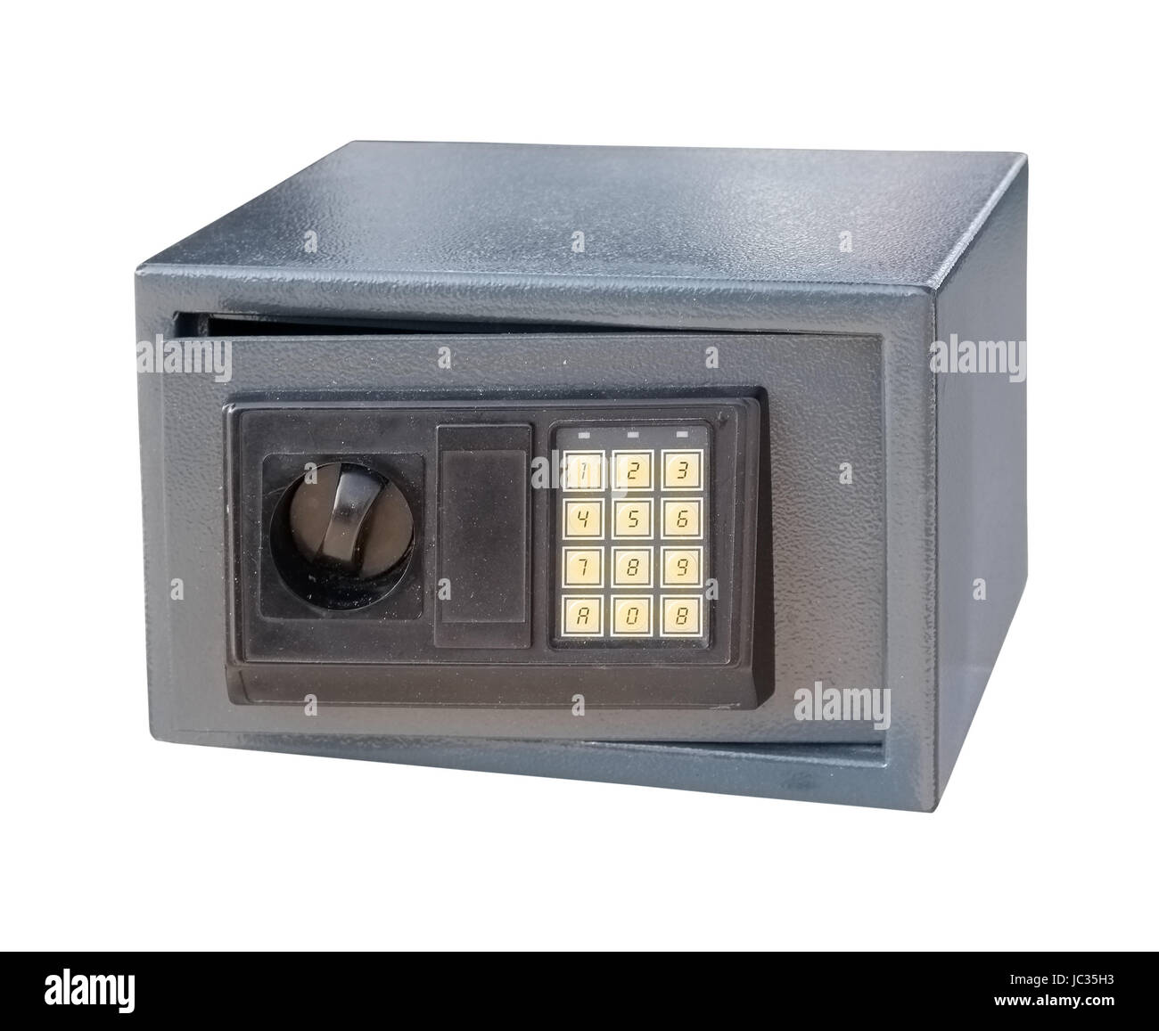 Small metal safe with digital code and open door Stock Photo - Alamy