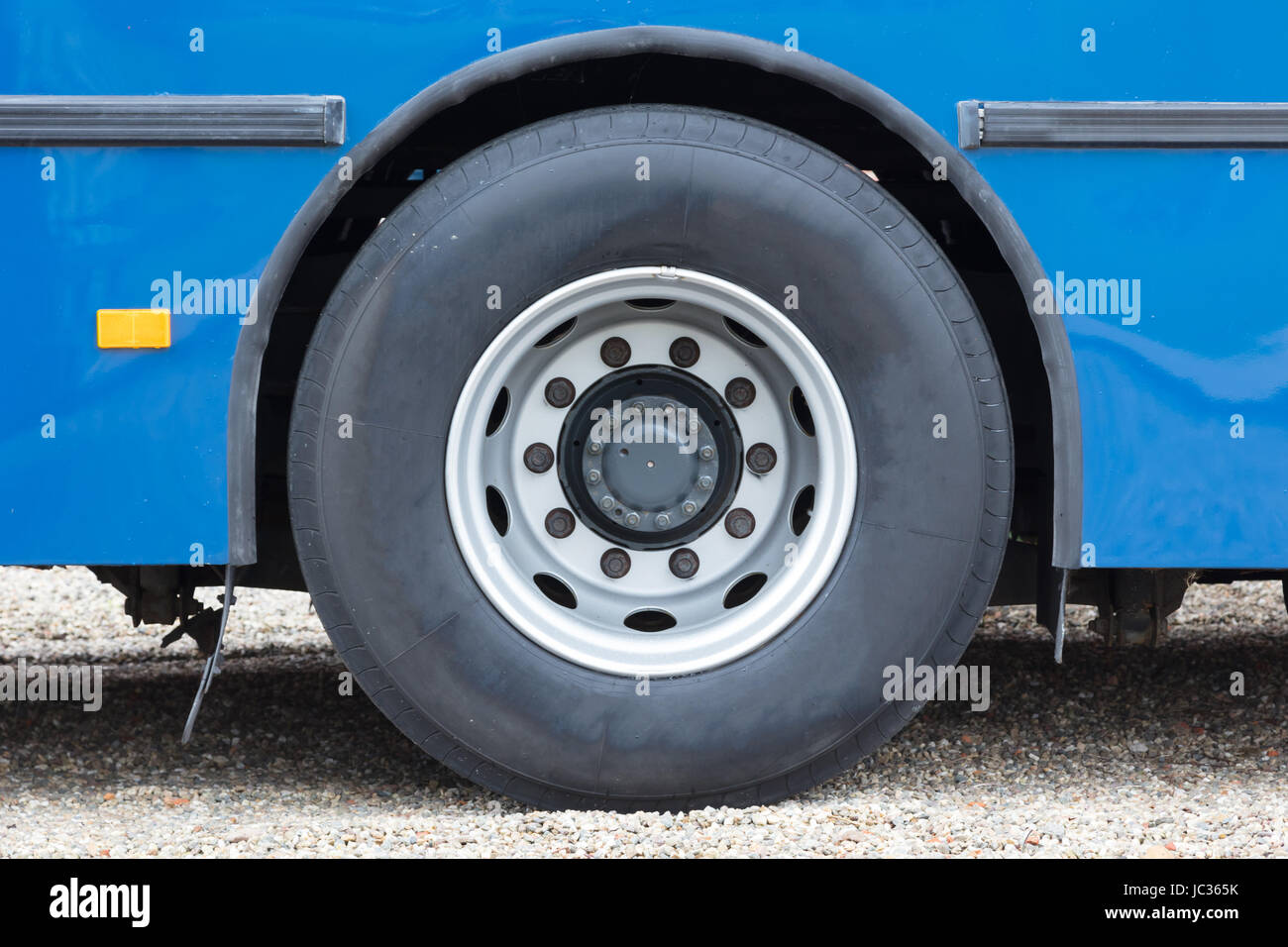 Vintage style bus, truck wheel, closeup, metal rim Stock Photo Alamy
