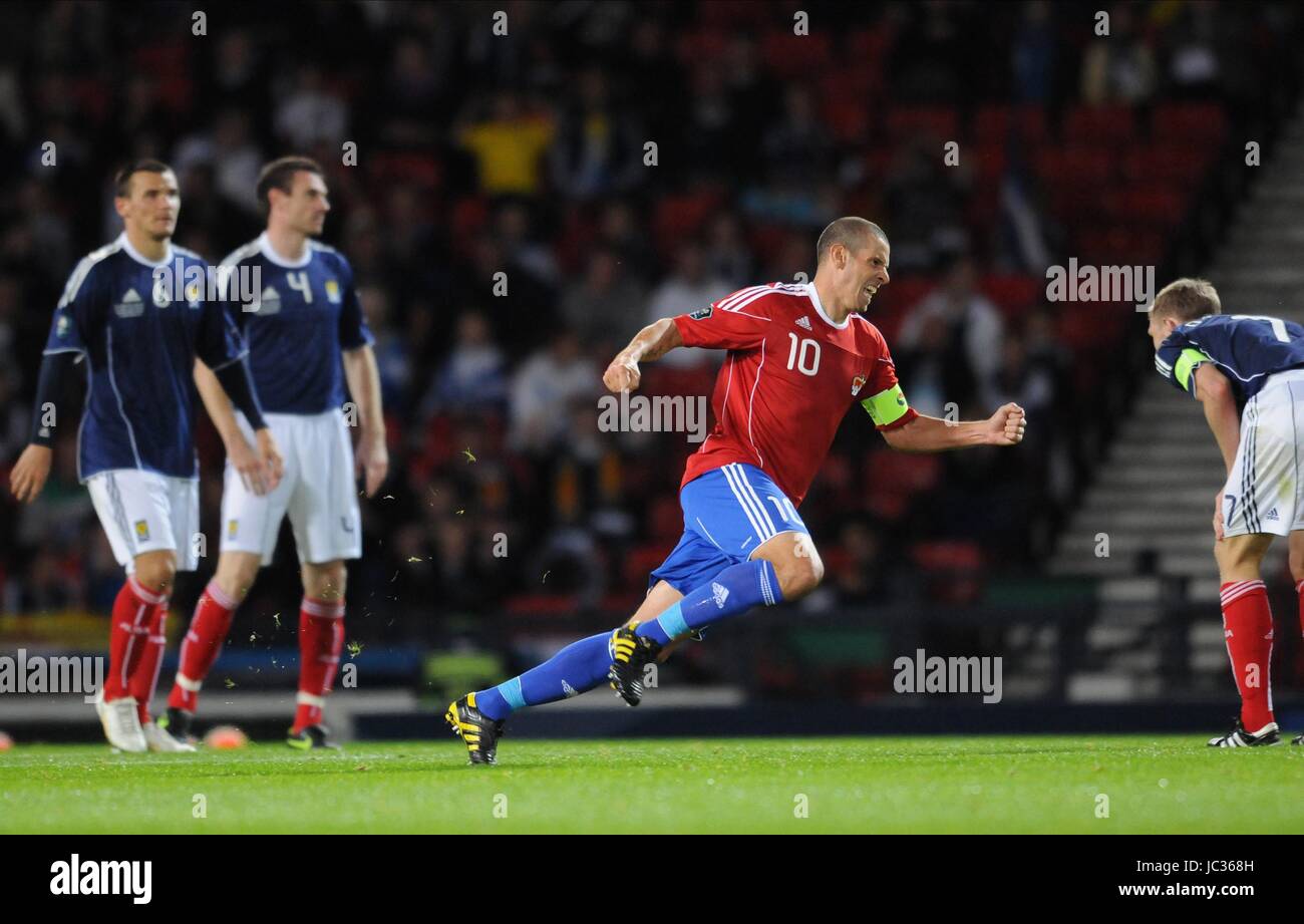 MARIO FRICK CELEBRATES SCOTLAND V LIECHTENSTEIN HAMPDEN PARK GLASGOW