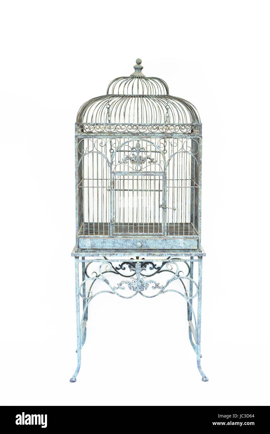 Big blue bird cage vintage style isolated background Stock Photo Alamy