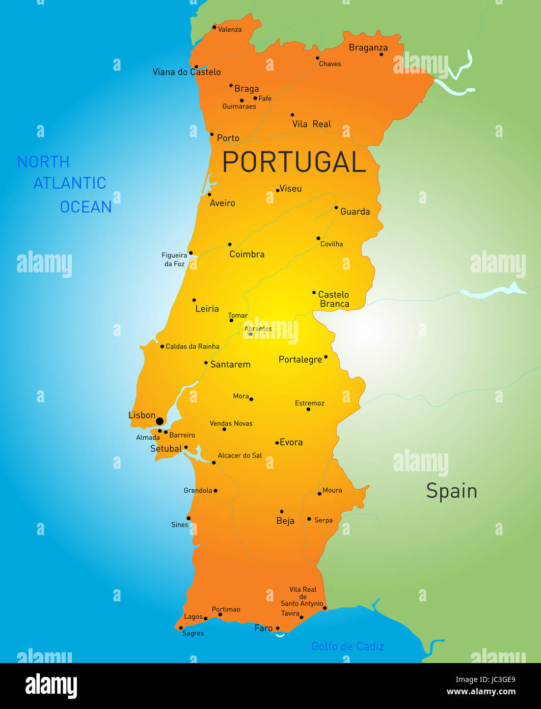 Vector color map of Portugal country Stock Photo