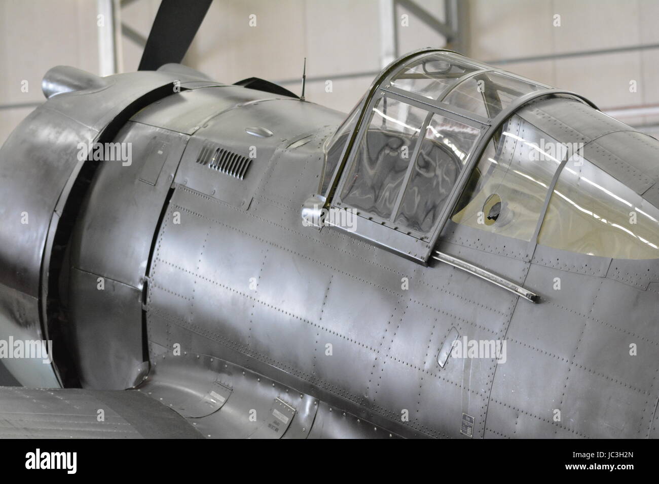 Curtiss P - 36 Hawk ( Hawk 75A)  American WW2 fighter airplane flown by French Armee de Lair. Close up Stock Photo