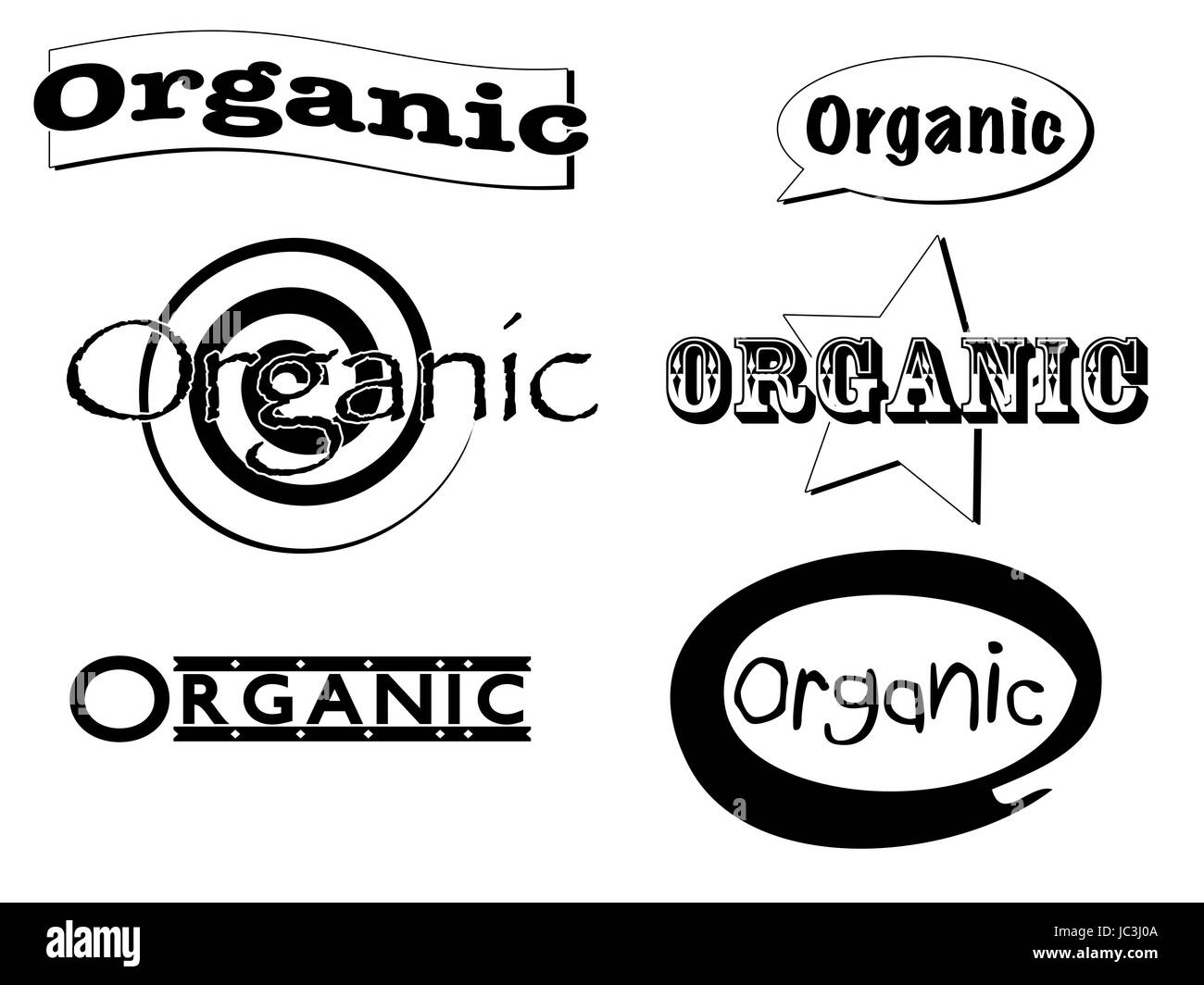 An Assortment Of Organic Banner Type Illustrations Simple Black