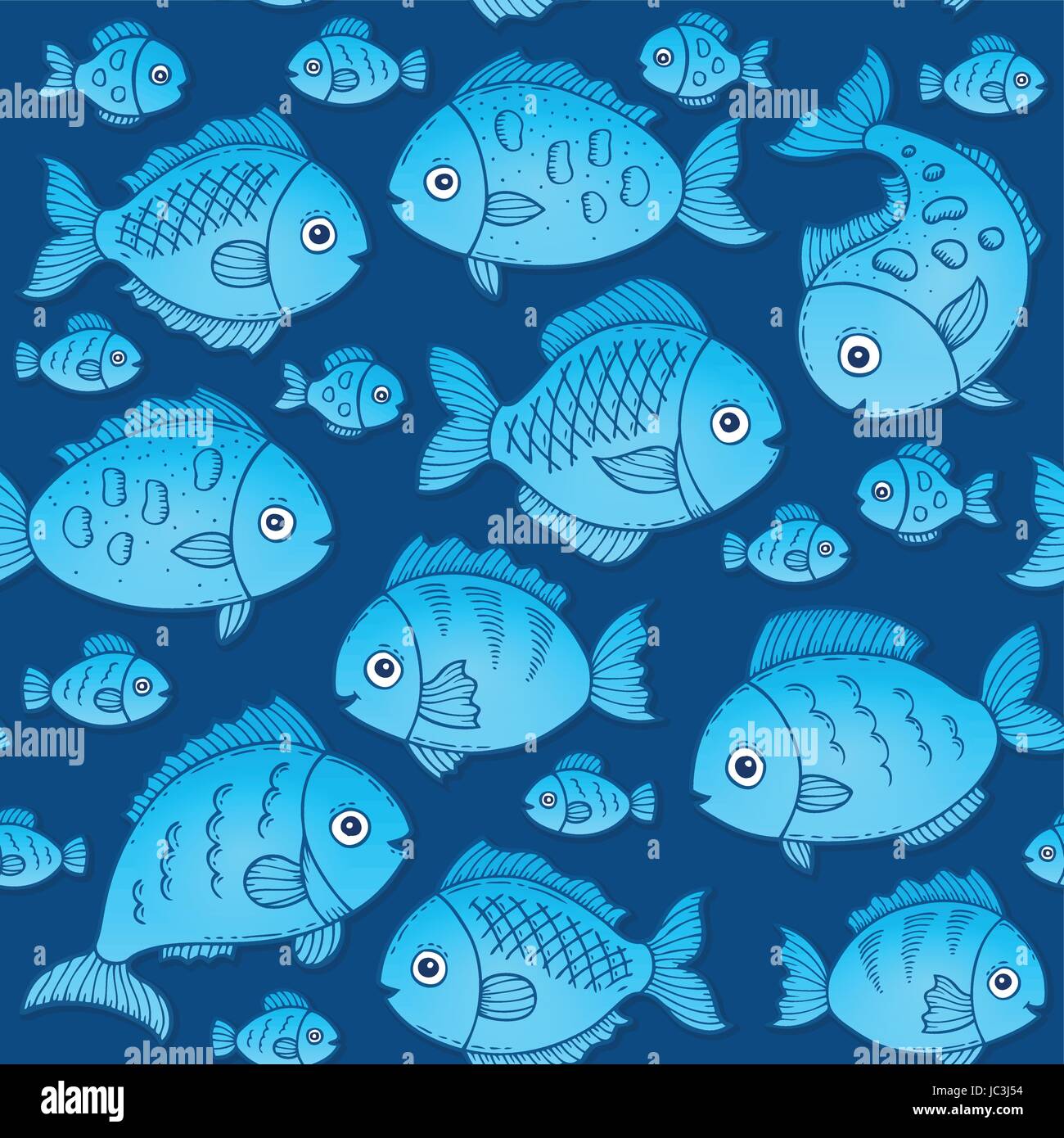 Seamless background with fish drawings 2 - eps10 vector illustration ...