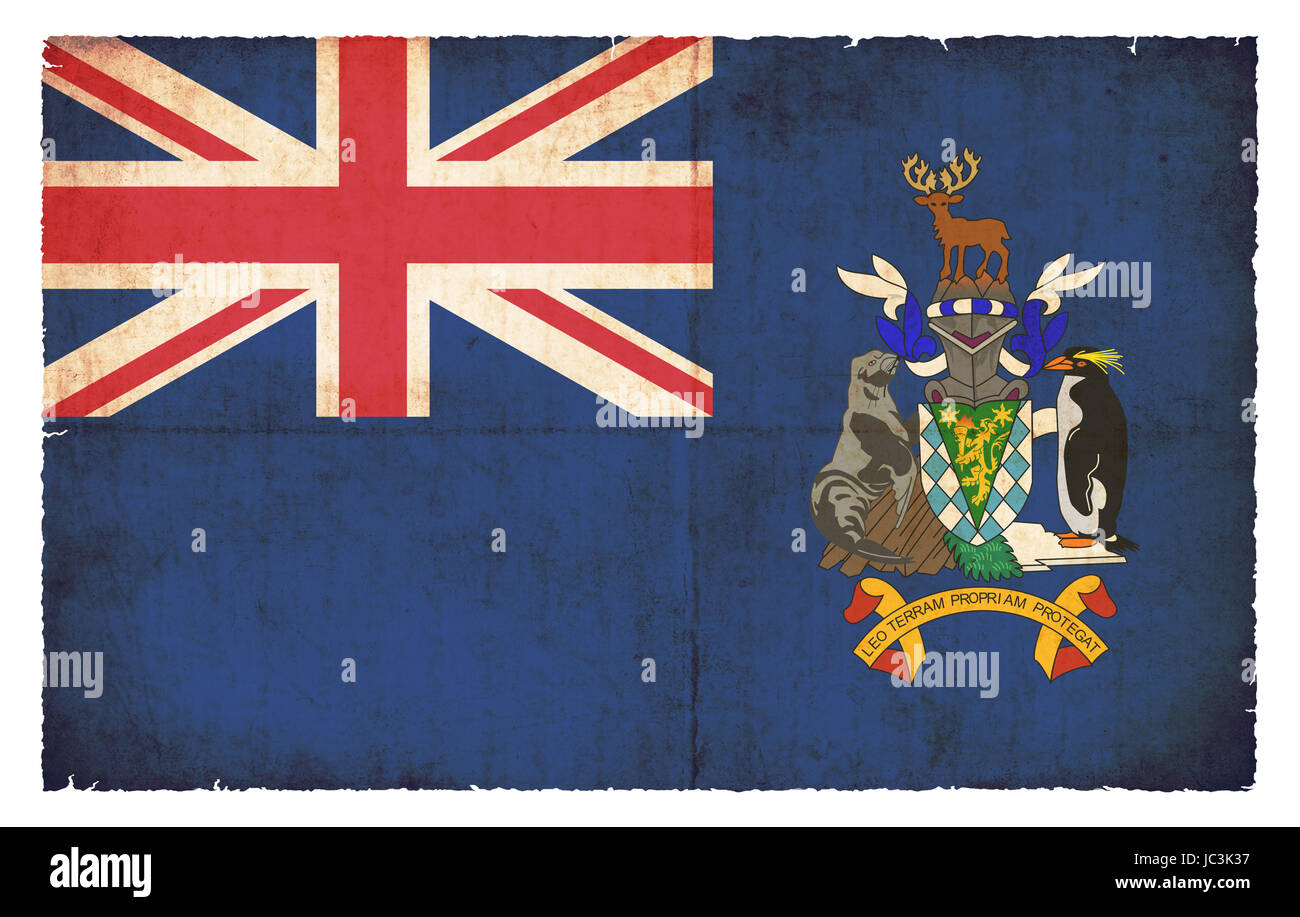 Flagge von Südgeorgien und Südliche Sandwichinseln (Großbritanien) im Grunge-Design Stock Photo