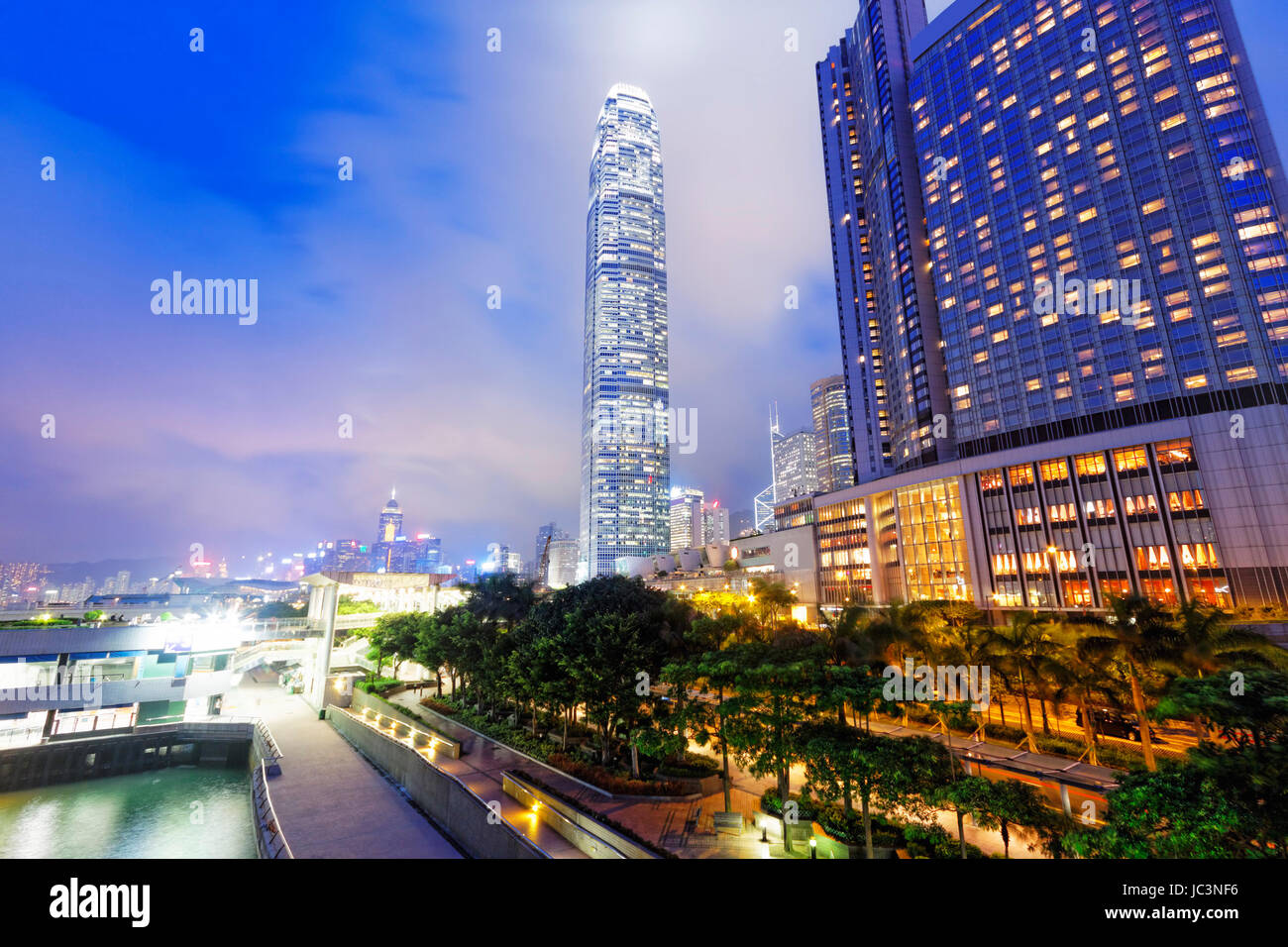 office building at night in hong kong Stock Photo - Alamy