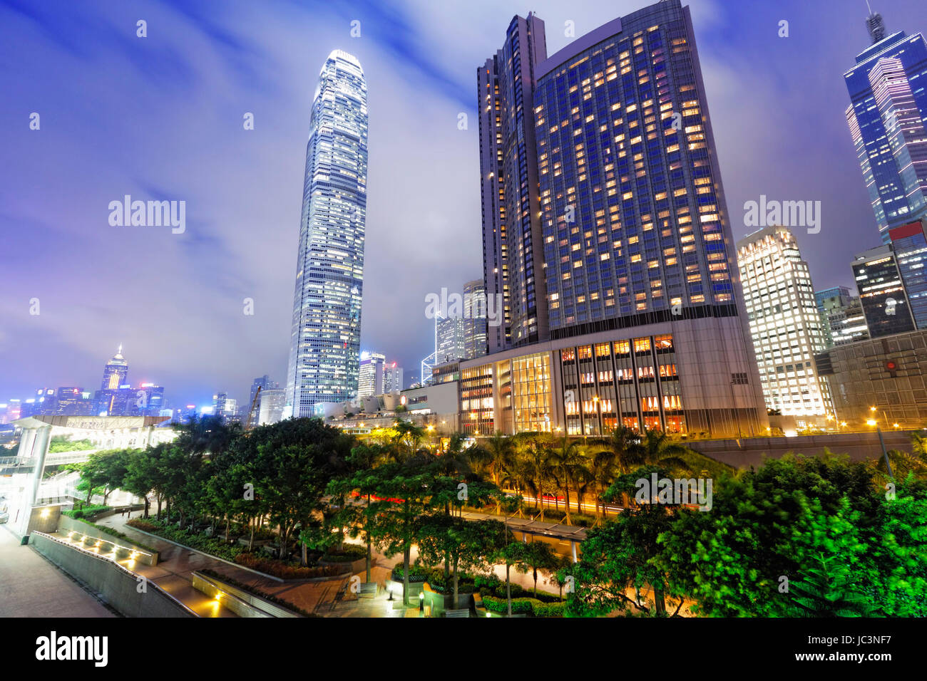 office building at night in hong kong Stock Photo - Alamy