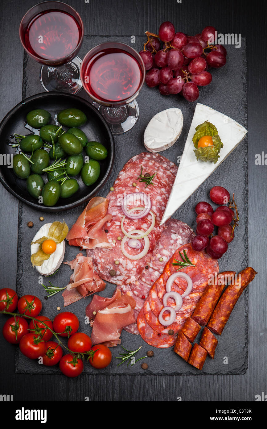 Platter of antipasti and appetizers Stock Photo Alamy