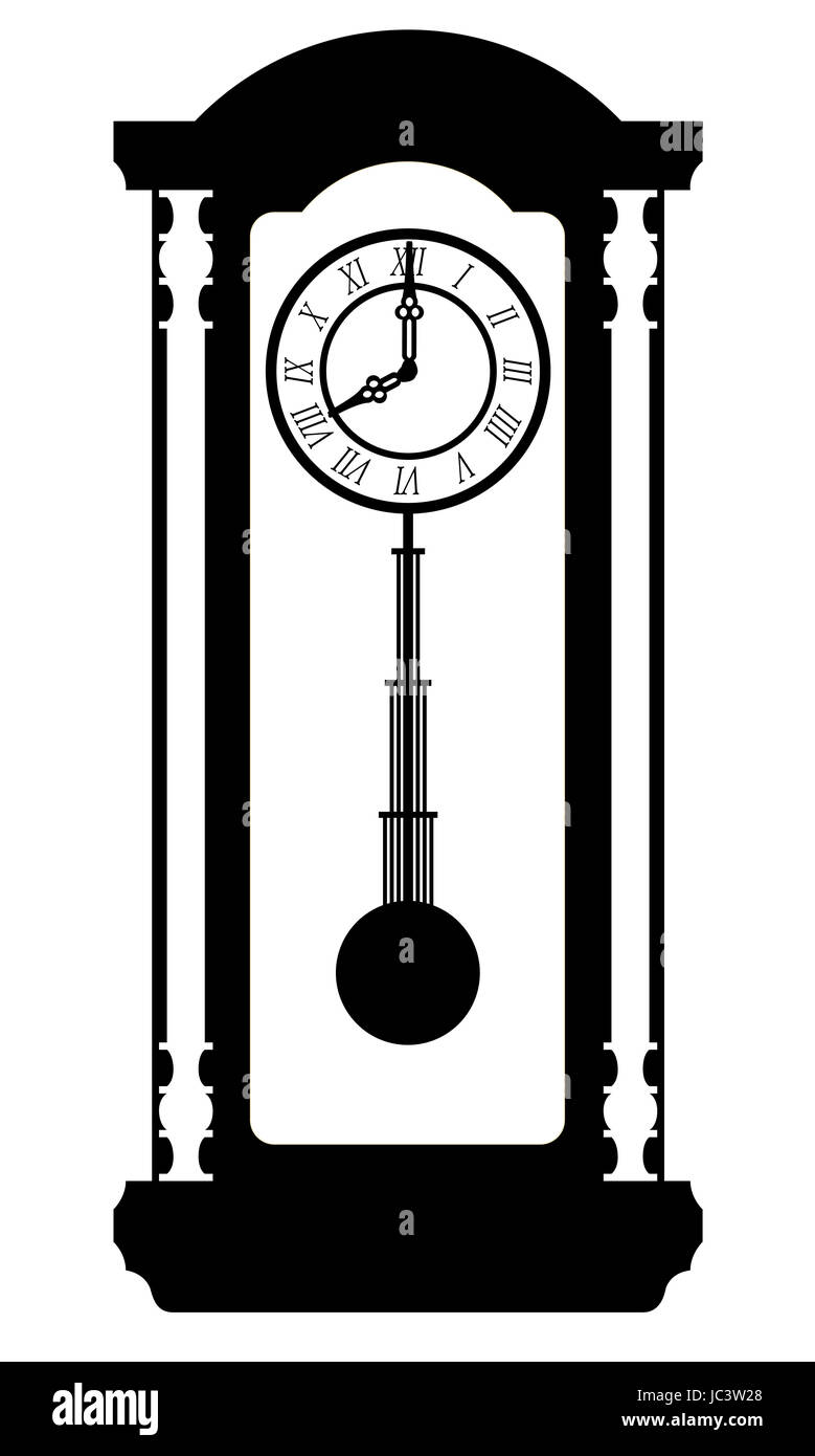 clock old retro vintage icon stock vector illustration black outline  silhouette isolated on white background Stock Photo - Alamy
