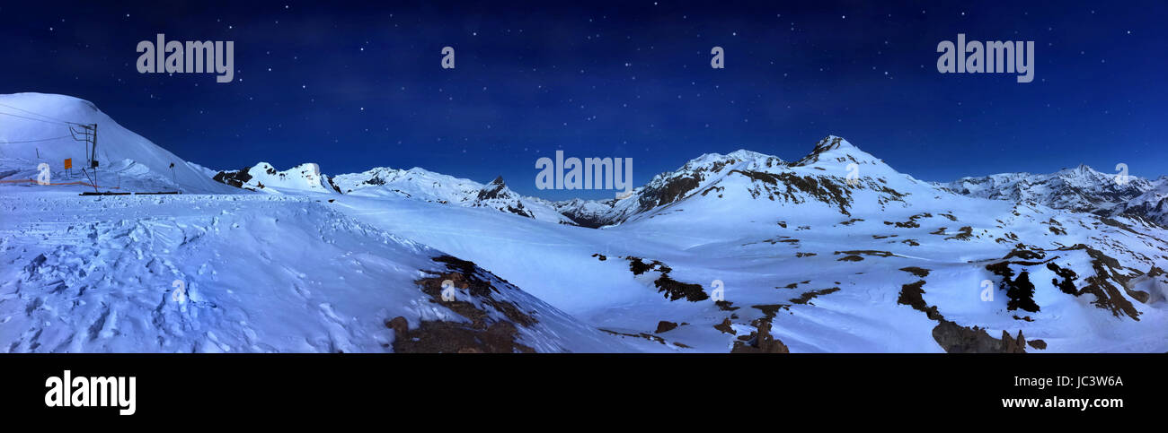 beautiful mountain landscape by night under starry sky Stock Photo - Alamy