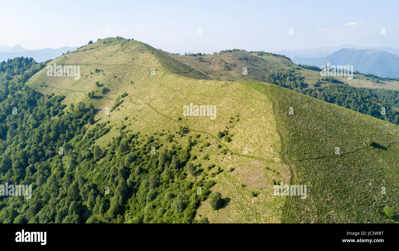 Aerial view of a path leading to Monte Boletto, Alps, near Lake Como. Como, Brunate, Lombardy, Italy Stock Photo