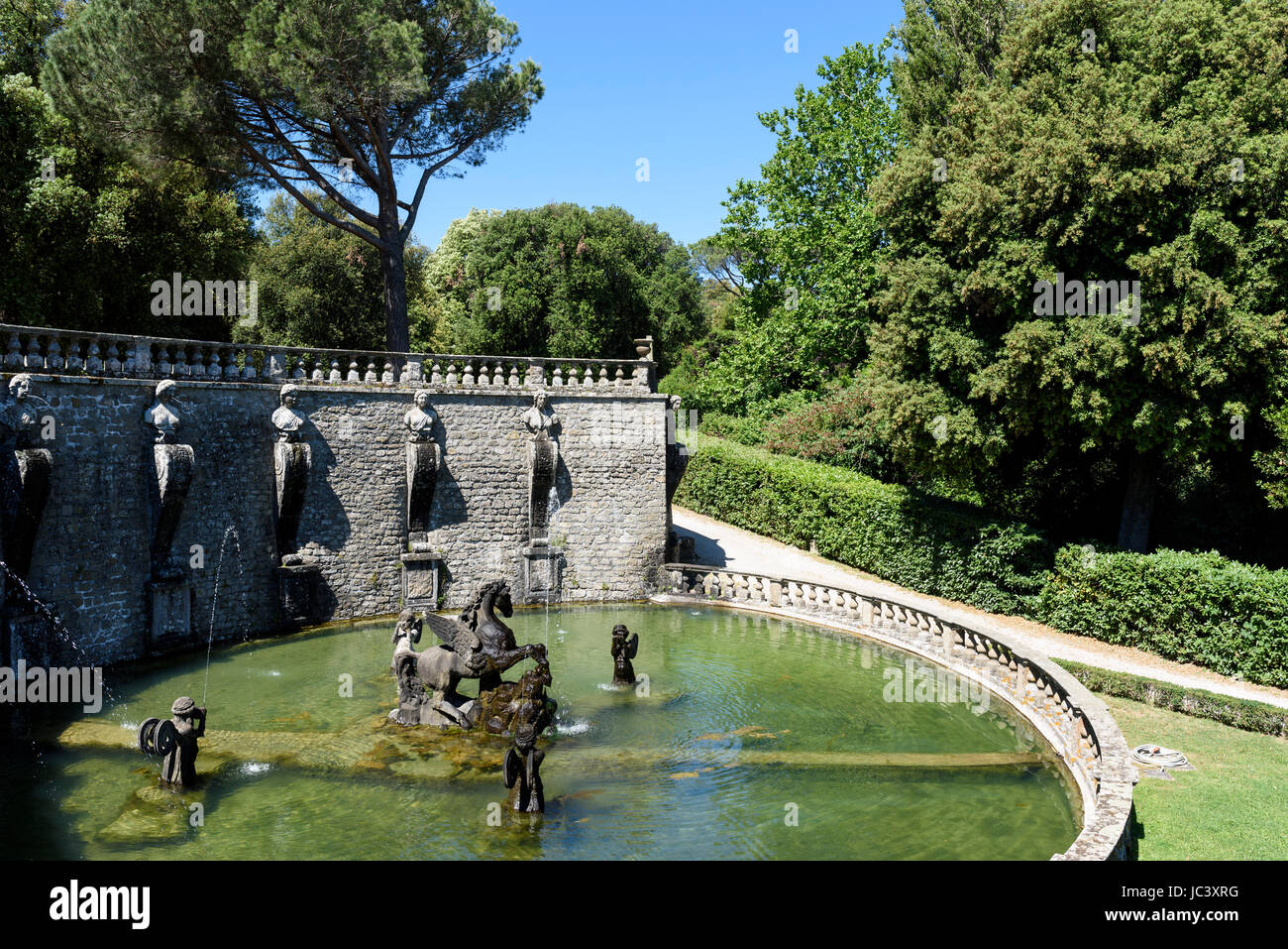 Bagnaia. Viterbo. Italy. Fountain of Pegasus in the 16th century Mannerist style Villa Lante and gardens. Stock Photo