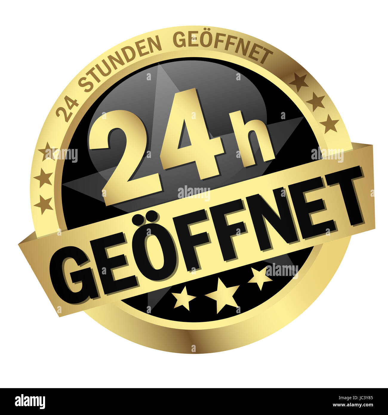 vector of button - 24 h geöffnet Stock Photo