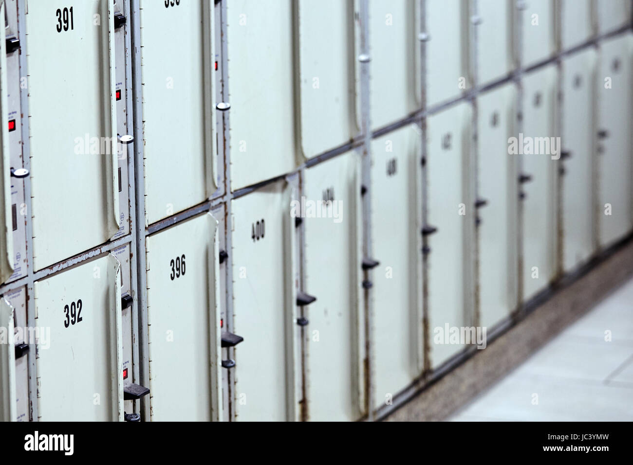 lockers storage compartments with numbers. Locker in train station