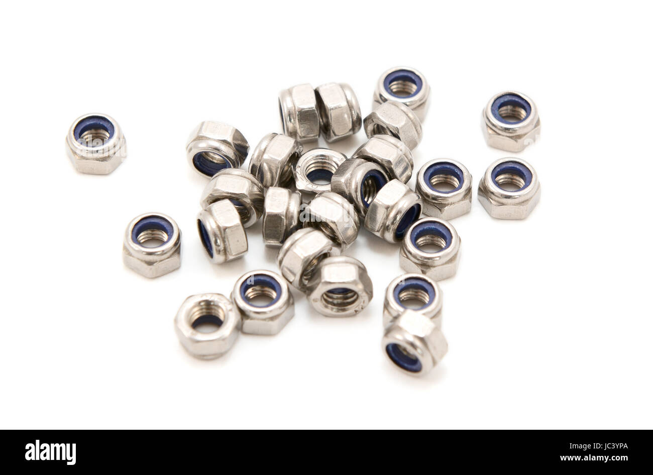 Selflocking nuts, isolated on a white background Stock Photo Alamy