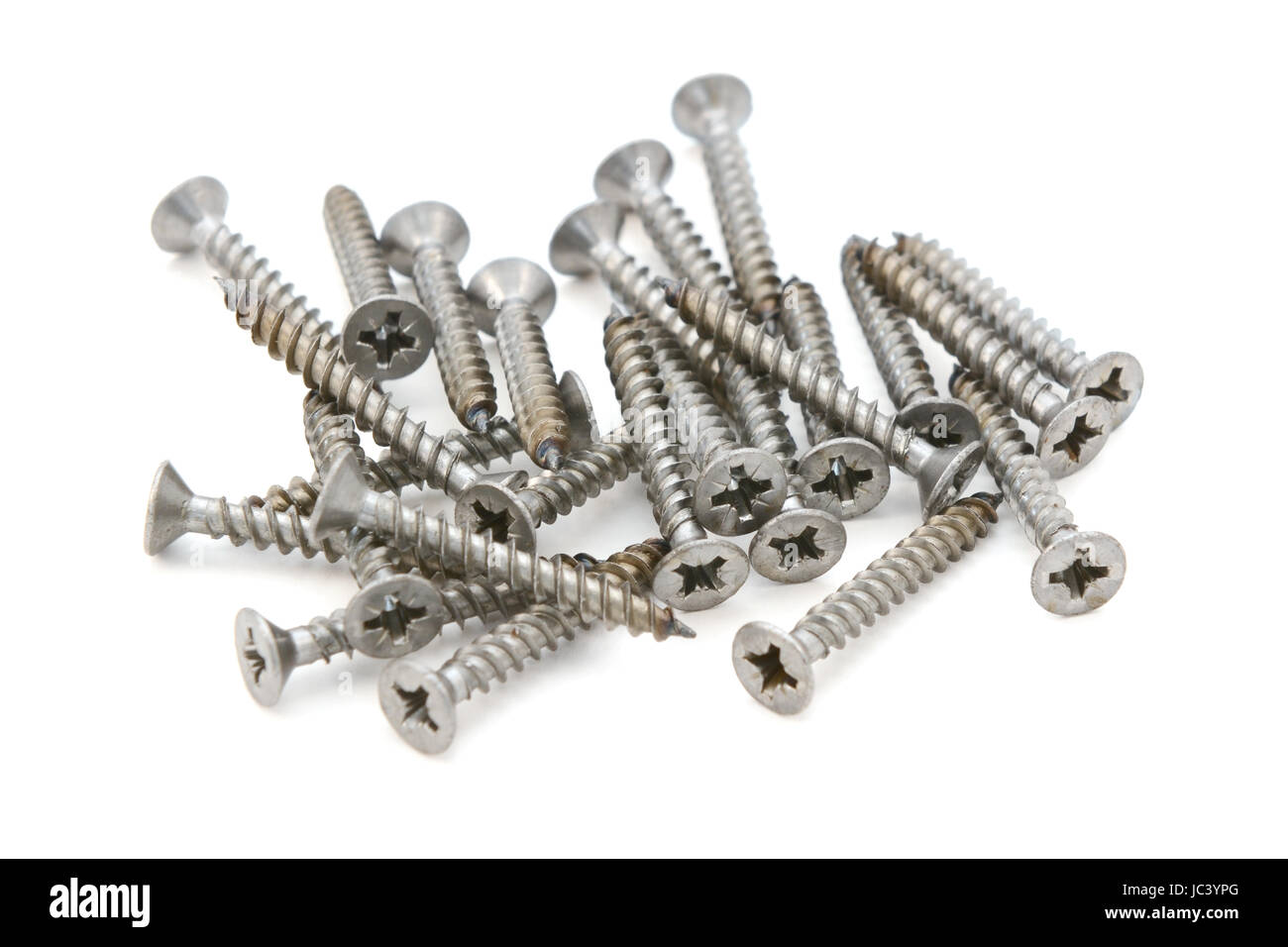 Pozi drive selftapping screws, isolated on a white background Stock