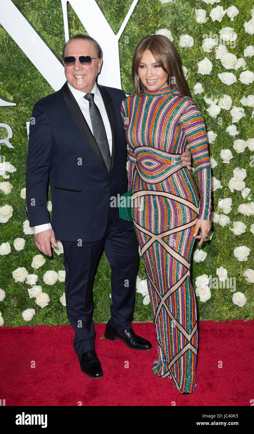 New York, NY USA - June 11, 2017: Tommy Mottola and singer Thalia attend Tony awards 2017 at Radio City Music Hall Stock Photo