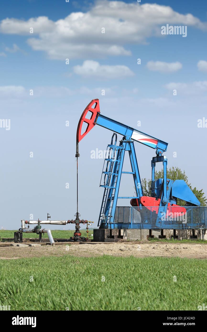 oil pump jack on oilfield Stock Photo Alamy