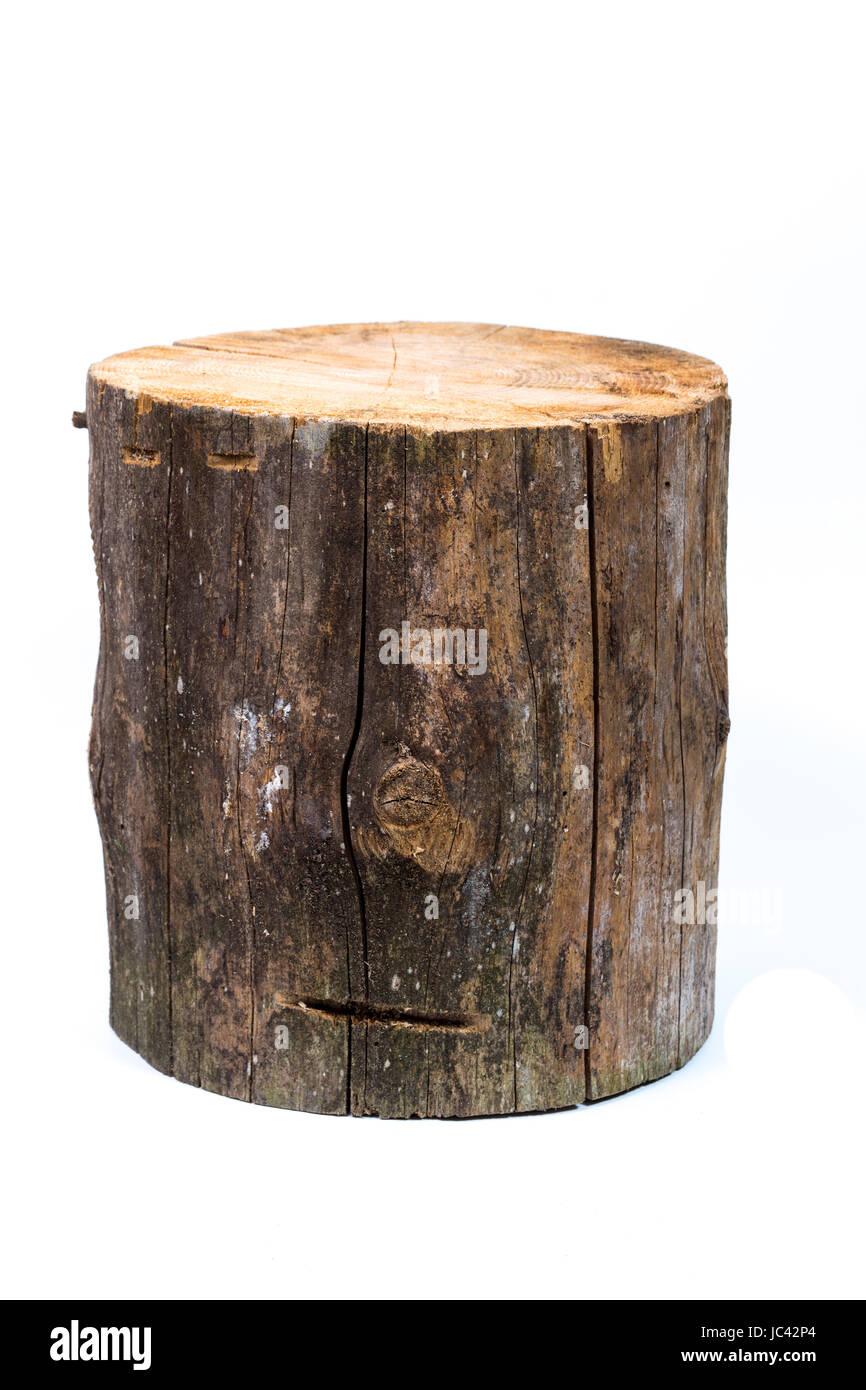 Wood log isolated on a white background Stock Photo - Alamy