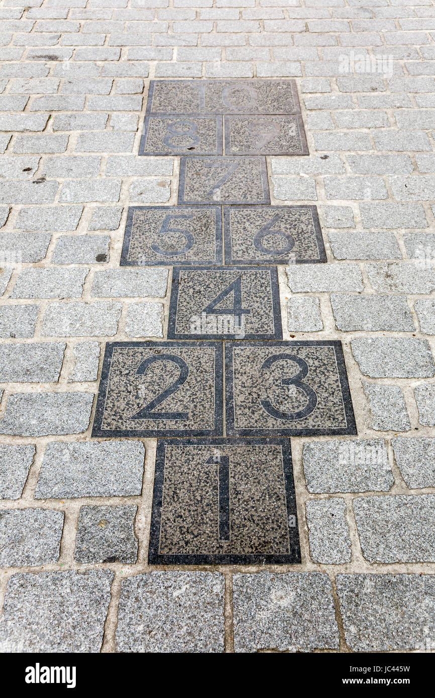 Permanent hopscotch in the pavement Stock Photo