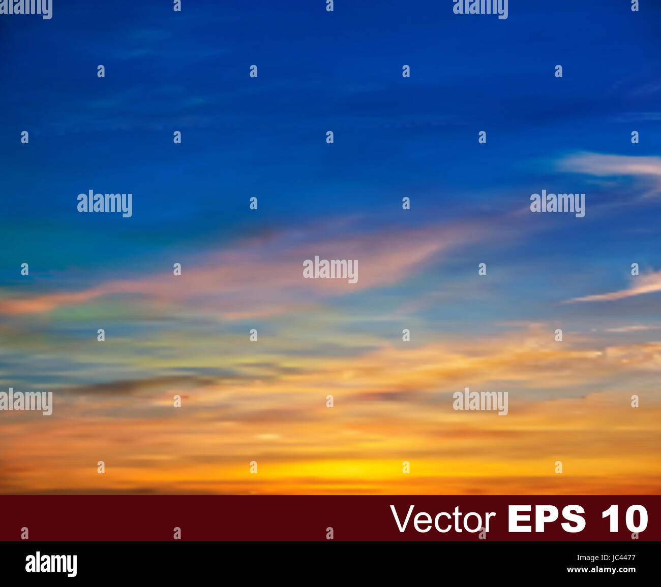 abstract nature blue background with golden sunset and clouds Stock ...