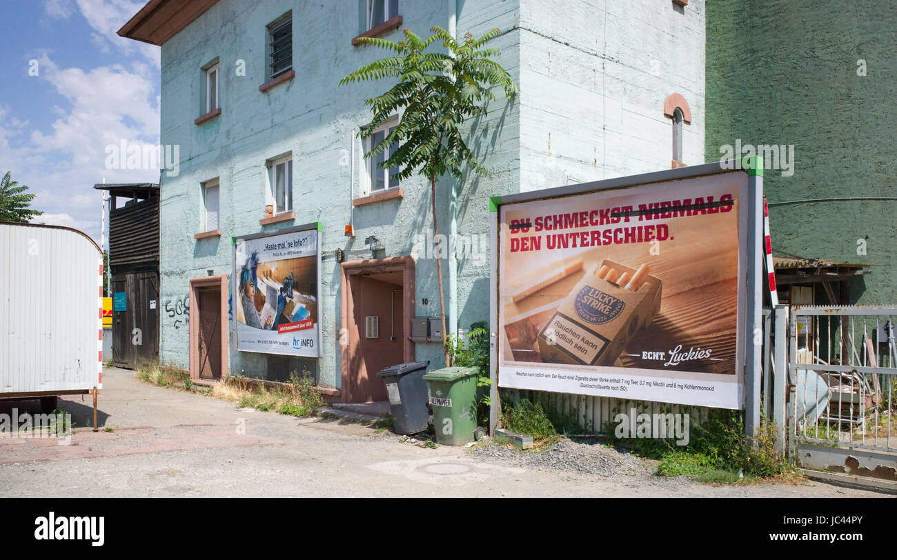 Cigarette Advertising On Billboards Next To Housing Block Frankfurt Stock Photo Alamy