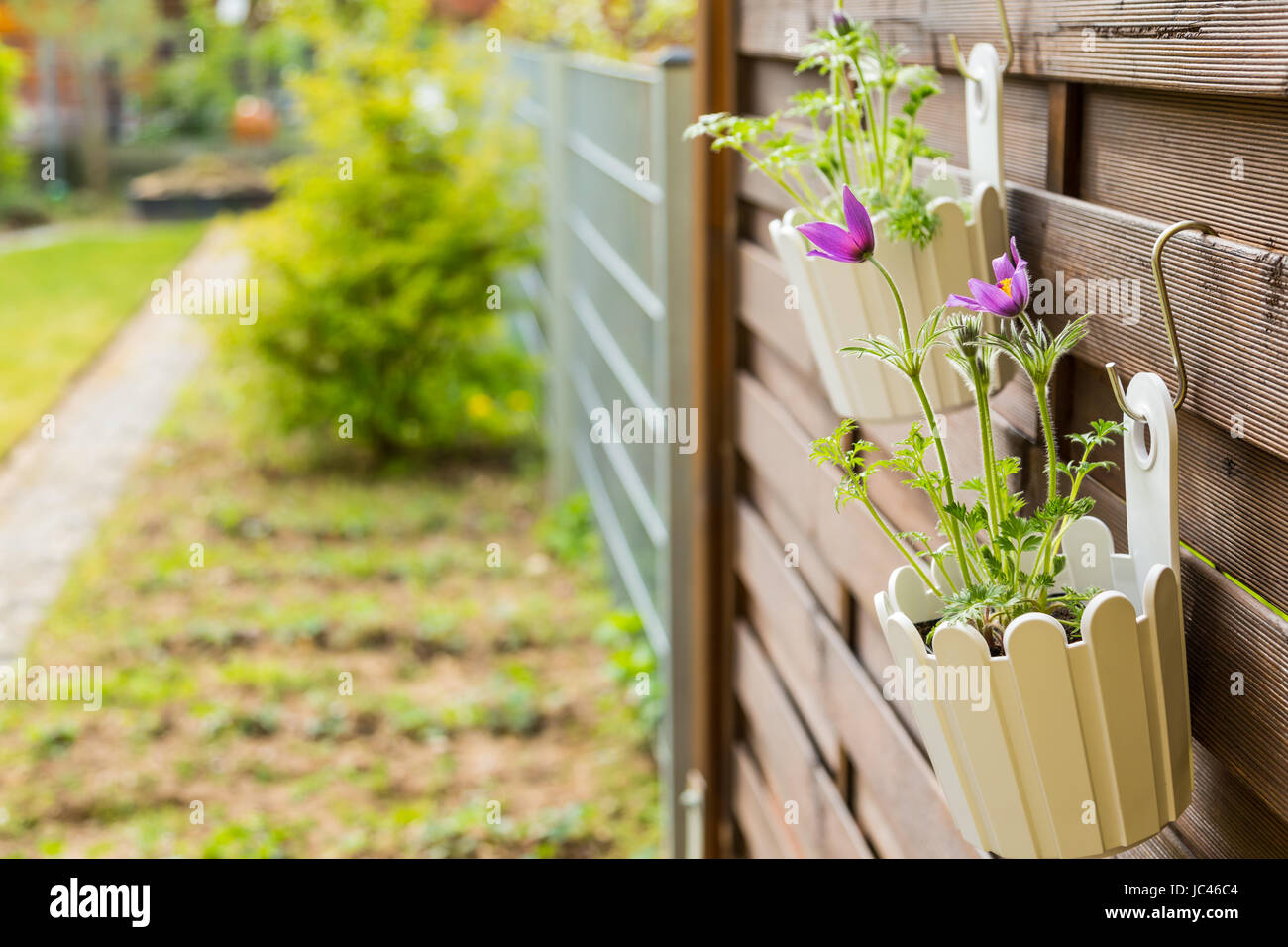 Hanging flower pots fence hires stock photography and images Alamy