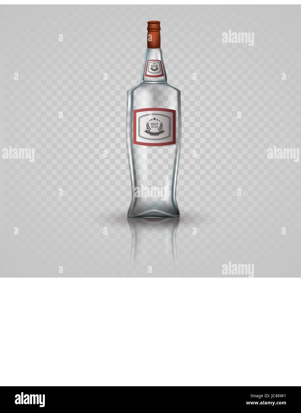 Glass vodka bottle with screw cap. Stock Vector