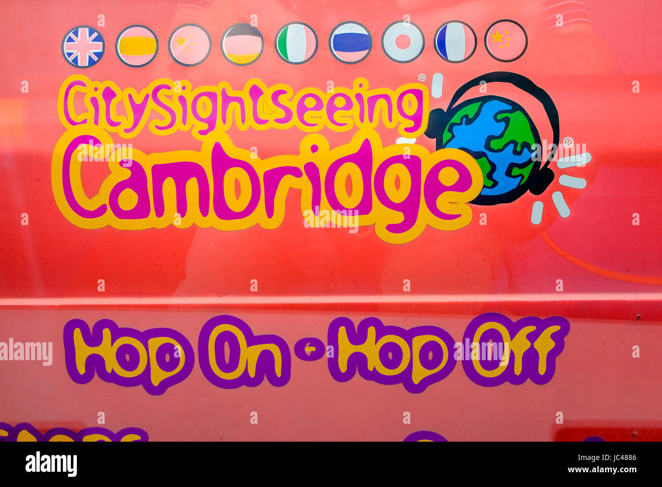 Hop and hop off sightseeing tour bust at Cambridge, England, UK Stock ...