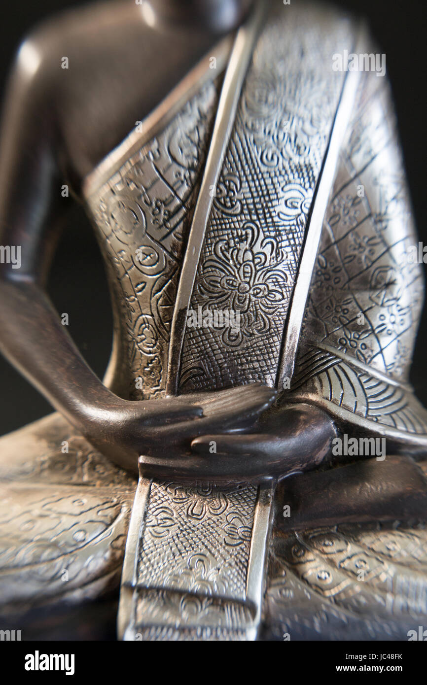 Buddha Folded Hands Silver Statue Stock Photo Alamy