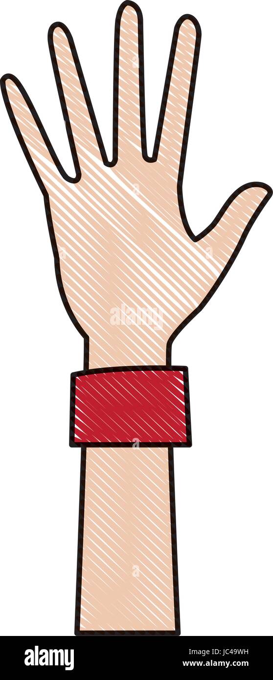 cartoon one hand palm shows five fingers Stock Vector