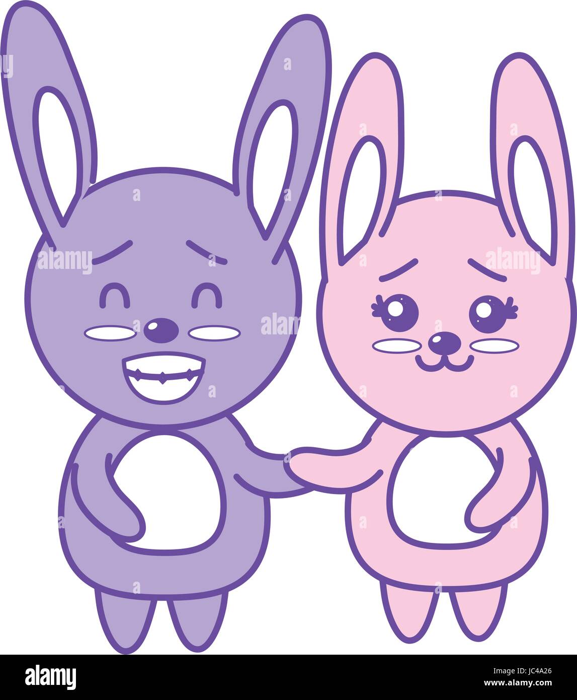 cute couple rabbit wild animal with beautiful expression Stock Vector ...