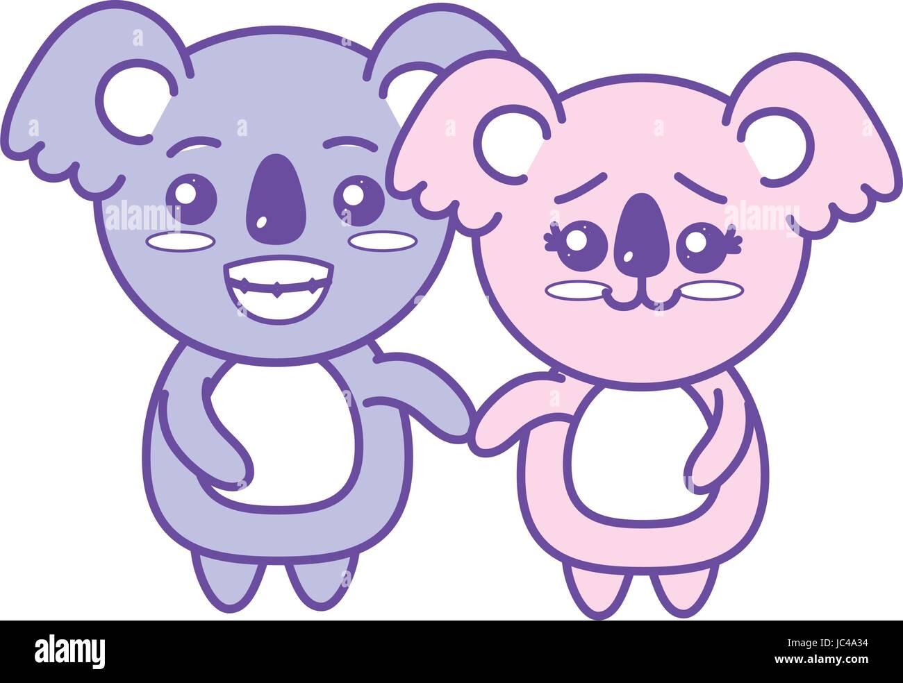 cute couple koala wild animal with beautiful expression Stock Vector ...