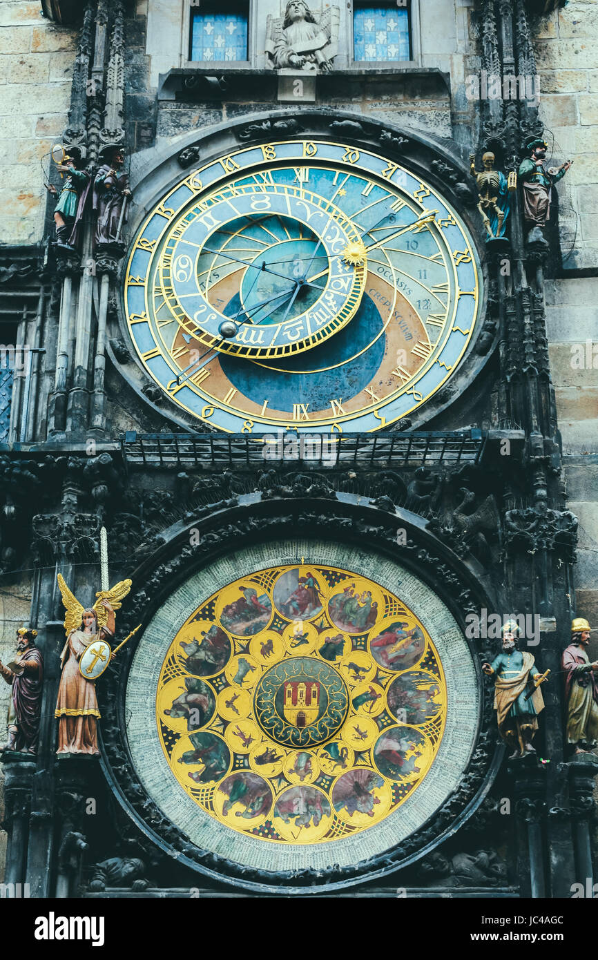Clock 10x15 FT Photography Backdrop Prague Astronomical Clock in The Old Town an European Medieval Landmark of City Background for Party Home Decor Outdoorsy Theme Vinyl Shoot Props Blue and Yellow 
