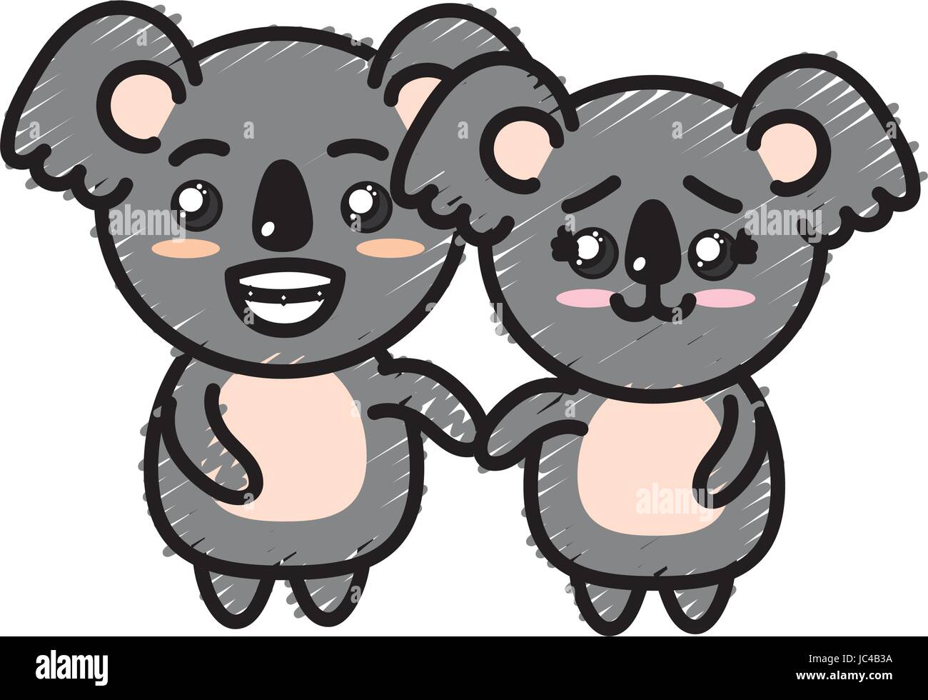 cute couple koala wild animal with beautiful expression Stock Vector ...