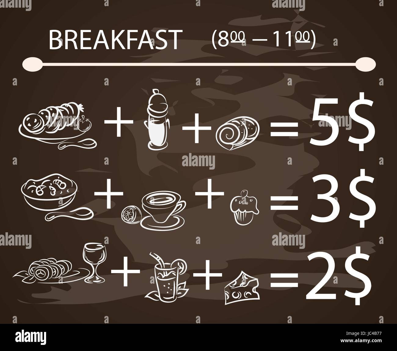 Vector template Breakfast chalkboard menu Vintage Poster , vector set Stock Vector